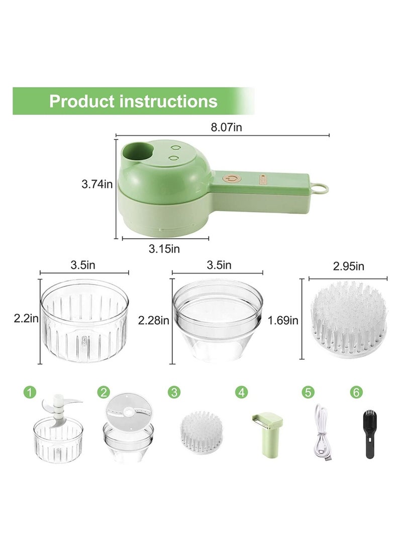Generic - 4 In 1 Handheld Electric Vegetable Cutter Set, Electric Vegetable Chopper, Usb Rechargeable Food Choppers and Dicers, Mini Wireless Electric Food Chopper for Kitchen Vegetable Cooking - Image 1