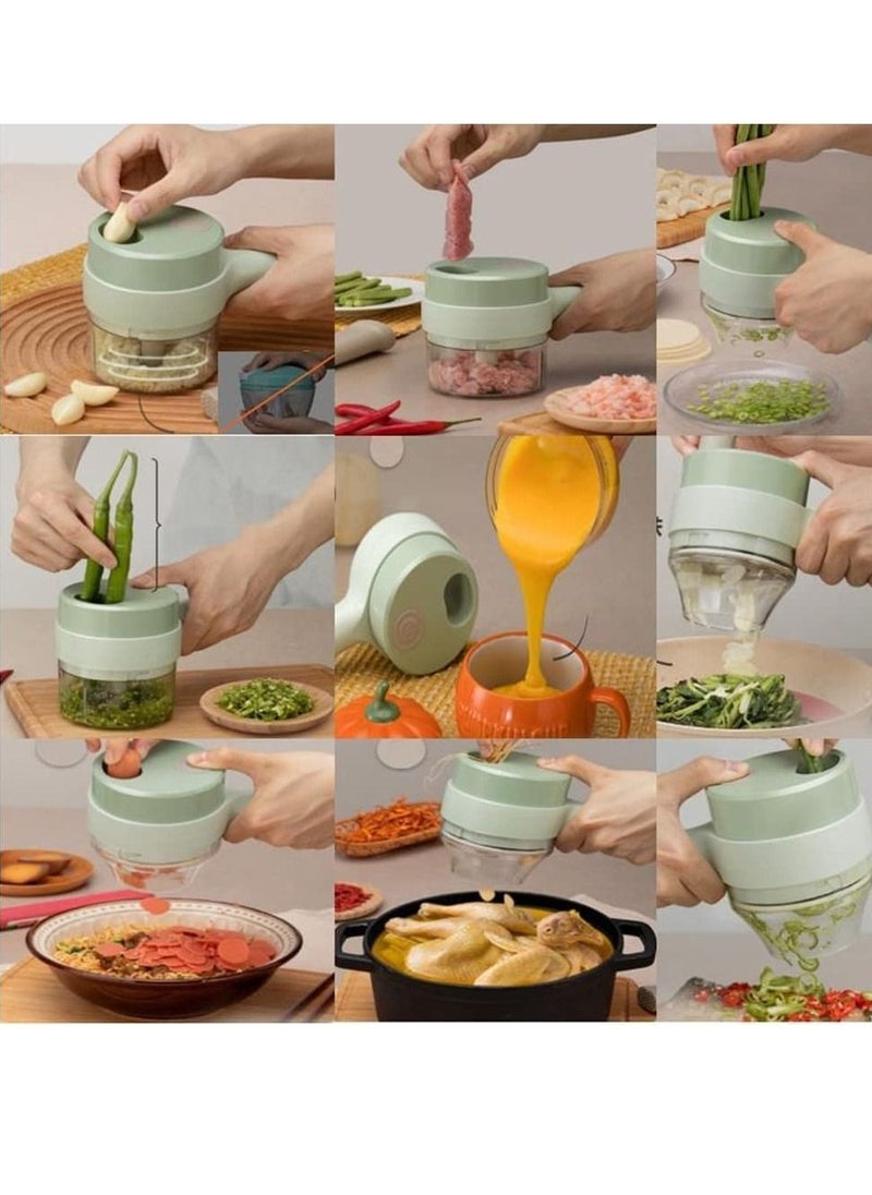 Generic - 4 In 1 Handheld Electric Vegetable Cutter Set, Electric Vegetable Chopper, Usb Rechargeable Food Choppers and Dicers, Mini Wireless Electric Food Chopper for Kitchen Vegetable Cooking - Image 1