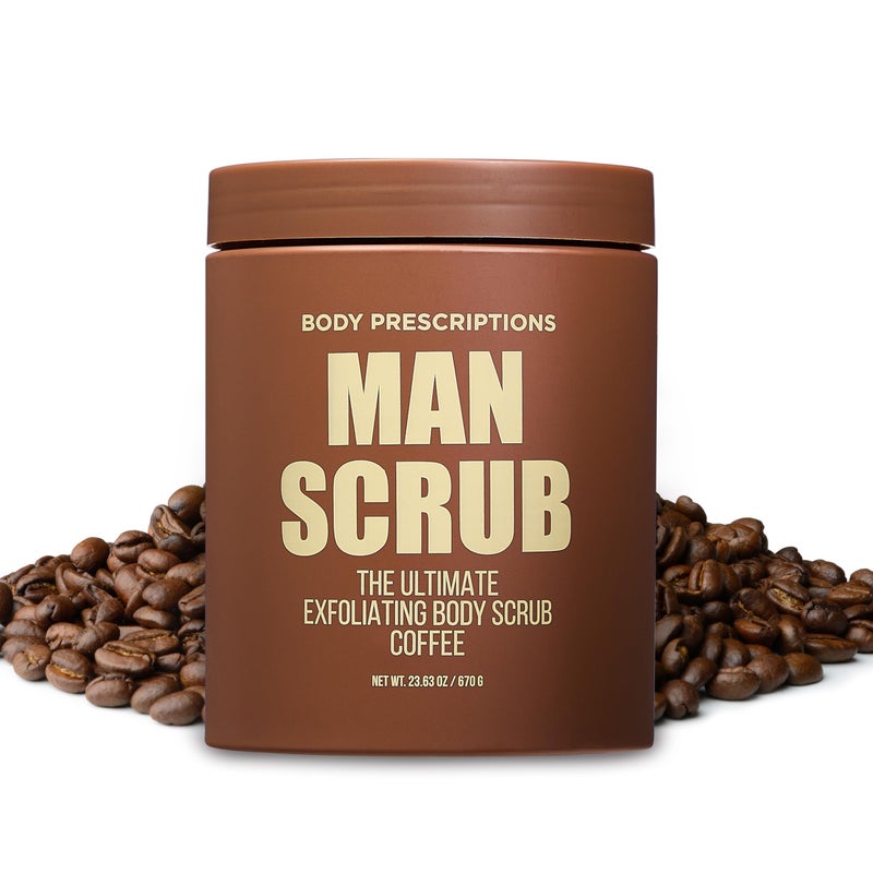 Body Prescriptions Menâ€™s Exfoliating Body Scrub â€“ Ultimate Skin Cleansing Wash in Jar with Twist-Top Lid, For All Skin Types, 21 Ounce (Pack of 1), Coffee - Image 4