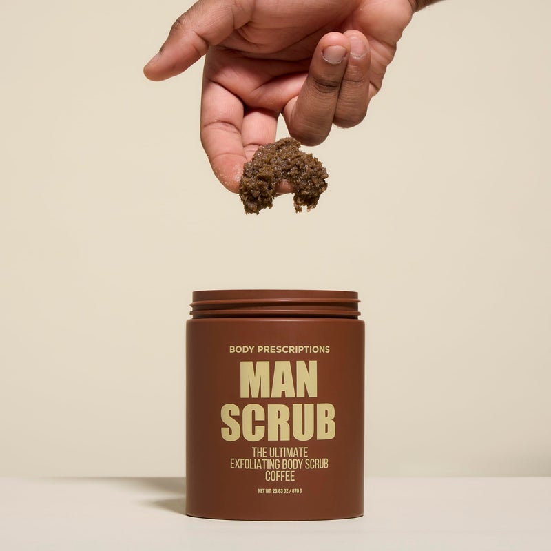 Body Prescriptions Menâ€™s Exfoliating Body Scrub â€“ Ultimate Skin Cleansing Wash in Jar with Twist-Top Lid, For All Skin Types, 21 Ounce (Pack of 1), Coffee - Image 3