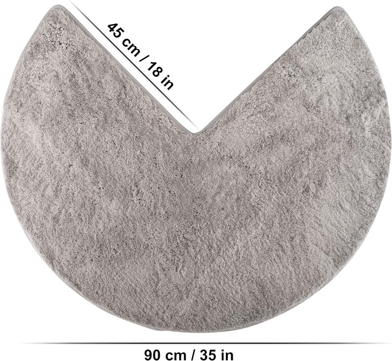 FLUFFY ® Bath Mat for Corner Showers, made of Microfibre, with Non-Slip Bottom (Round | Inner Dimensions 45 x 45 cm, Grey) - Image 2