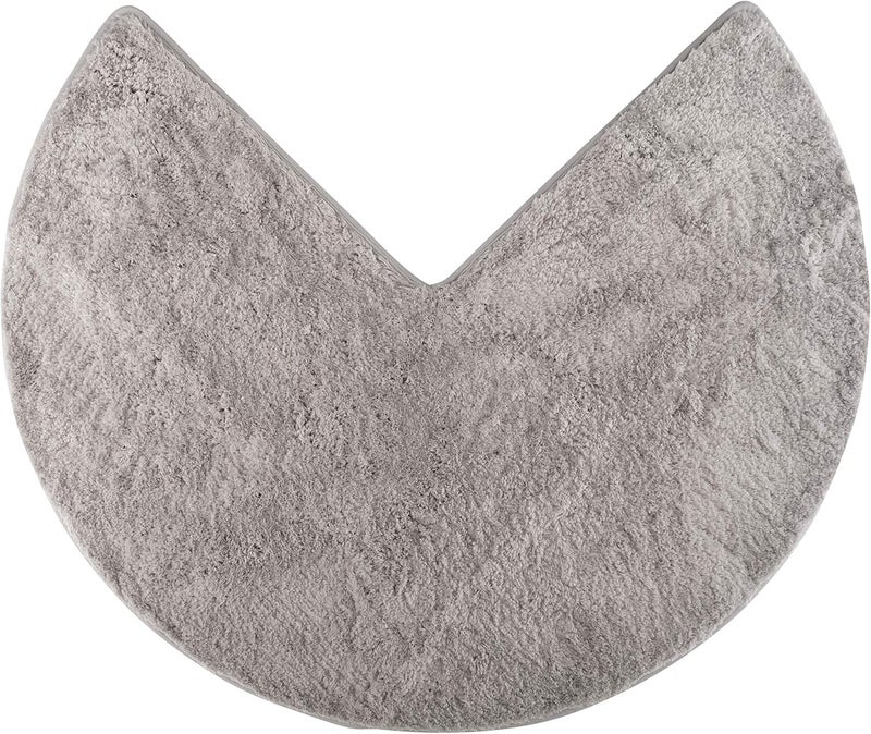FLUFFY ® Bath Mat for Corner Showers, made of Microfibre, with Non-Slip Bottom (Round | Inner Dimensions 45 x 45 cm, Grey) - Image 1