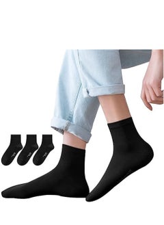 Mens Socks Cotton Dress Socks Mens Calf Socks for Business Breathable Soft Athletic Casual Socks Comfort Fit Breathable Sweat-Absorptive Odor Resistant 3 Pack Black