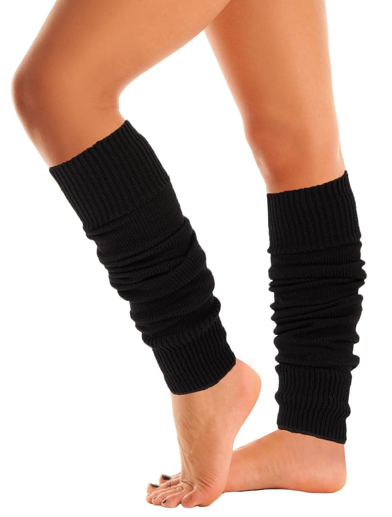 Mysocks Leg Warmers Extra Soft Stylish Fancy Winter 80s Party Dance Accessories Long Legwarmers for Women Girls Ladies Black - Image 1