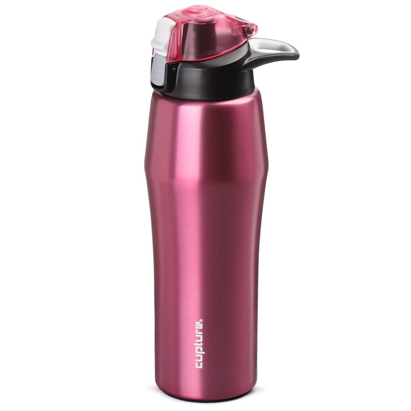 Cupture Action Water Bottle Flip Top with Handle 22oz Stainless Steel VacuumInsulated Pink