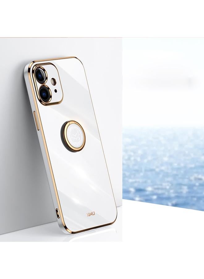 The Bros Case For iPhone 12 mini Straight Edge 6D Electroplate TPU Phone Case with Ring Holder