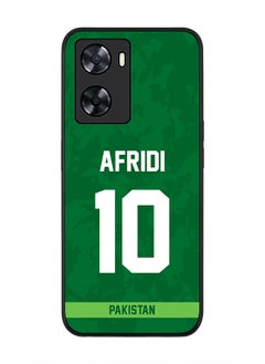 Rugged Black Edge Case for Oppo A57 4G, Slim fit Soft Case Flexible Rubber Edges Thin Cover - Player Name - AFRIDI, Jersey Number- 10