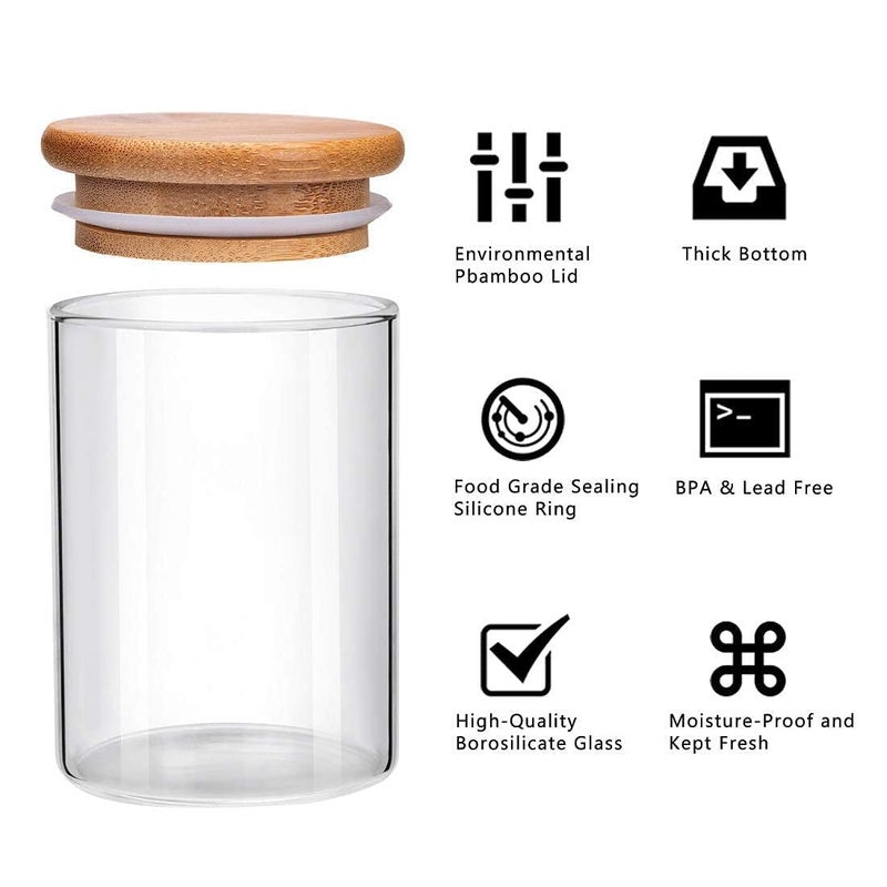 Labros Glass Fancy Food Storage Containers Set Food Jars with Bamboo Wooden Lids Kitchen Canisters for Sugar, Candy, Cookie, Rice and Spice Jars (220 ml)(3) - Image 5