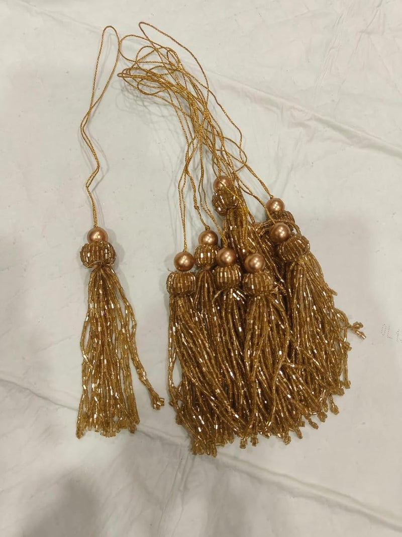 Sellplus DIY Craft Accessory Handmade latkan for Saree Pallu Blouse hangings Tassels Art Craft Wall Hanging Making with Loop for Jewelry Making Souvenir Golden