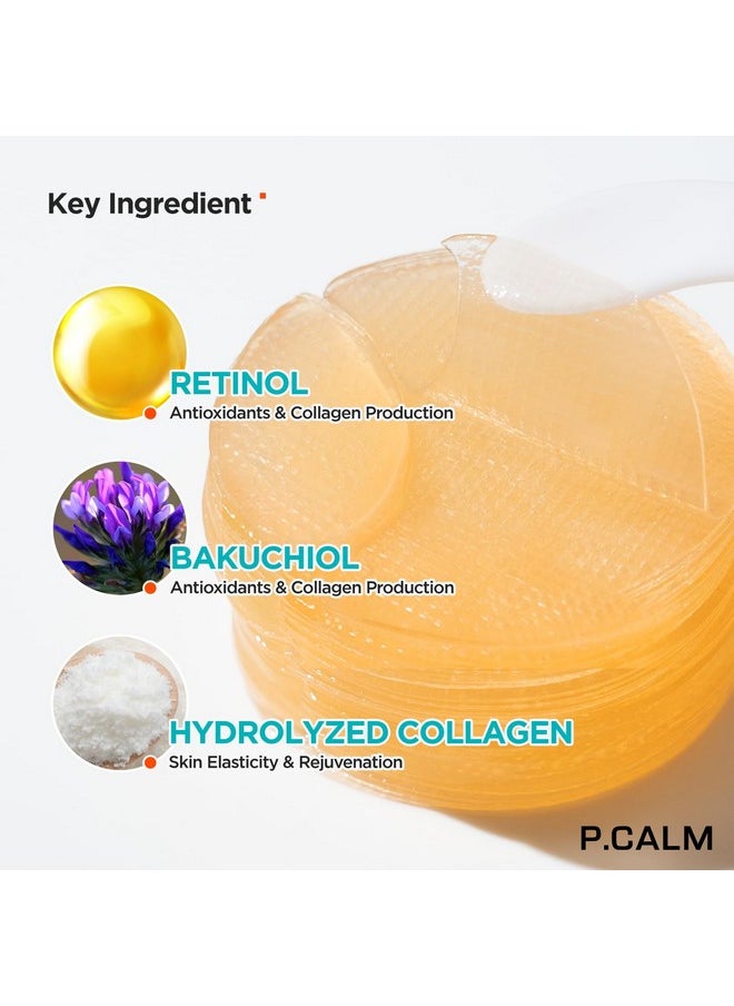 P.CALM Retinolagen Ampoule Pad 60 Patches Vegan Fragrancefree Pore Tightening Hydrogel Under Eye Patch With Retinol Vegan Collagen Bakuchiol Korean Skincare Crueltyfree  - Image 4
