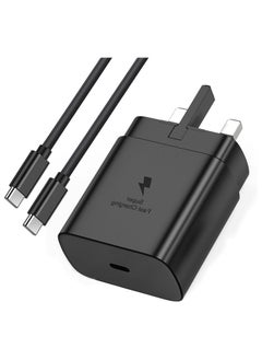 PD 45W Super Fast Charger USB-C Power Adapter With USB C Charging Cable for Samsung Galaxy S25 Ultra, S24 Ultra, S23 Ultra, S22 Ultra, A16, A15, A55  Black