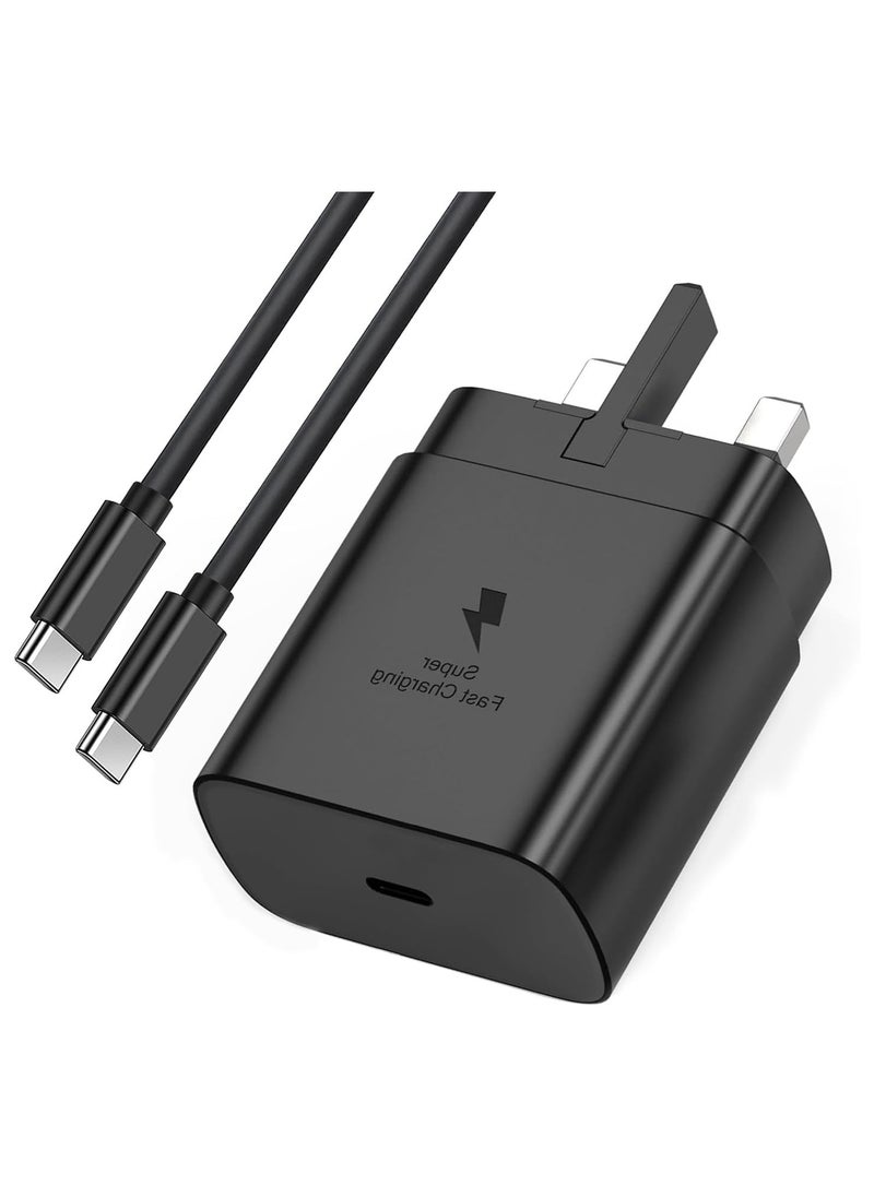 Youque - PD 45W Super Fast Charger USB-C Power Adapter With USB C Charging Cable for Samsung Galaxy S25 Ultra, S24 Ultra, S23 Ultra, S22 Ultra, A16, A15, A55  Black - Image 1