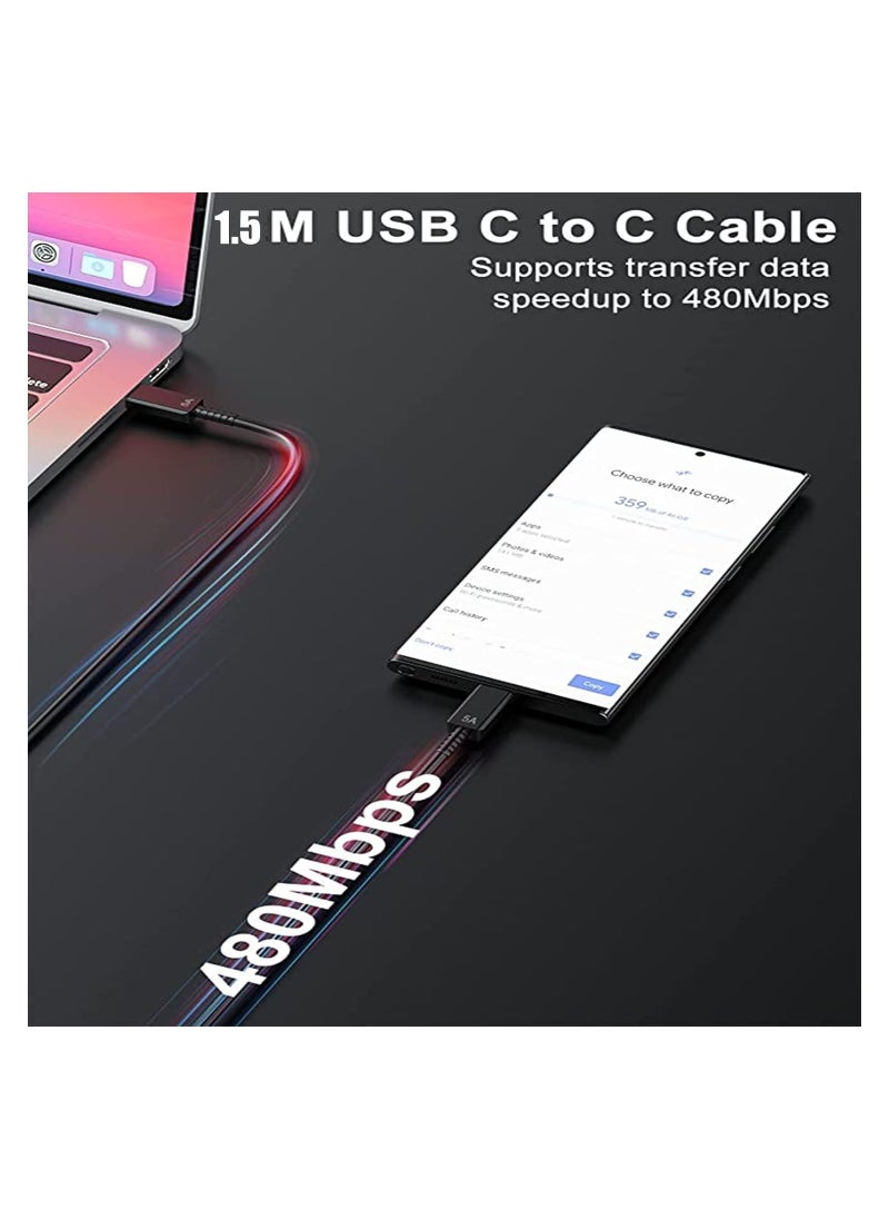 Youque - PD 45W Super Fast Charger USB-C Power Adapter With USB C Charging Cable for Samsung Galaxy S25 Ultra, S24 Ultra, S23 Ultra, S22 Ultra, A16, A15, A55  Black - Image 1