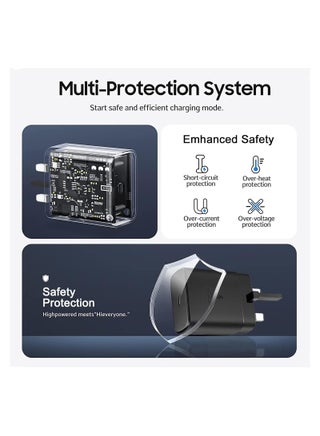 " 45W شاحن فائق السرعة USB - C محول الطاقة ، مع كابل الناقل التسلسلي العام ، سامسونج غالاكسي S25 ULTRA ، S24 ULTRA ، S23 ULTRA ، S22 ULTRA ، A16 ، A55 أسود - view 3