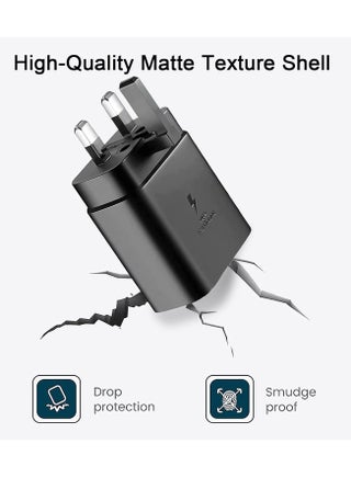" 45W شاحن فائق السرعة USB - C محول الطاقة ، مع كابل الناقل التسلسلي العام ، سامسونج غالاكسي S25 ULTRA ، S24 ULTRA ، S23 ULTRA ، S22 ULTRA ، A16 ، A55 أسود - view 2