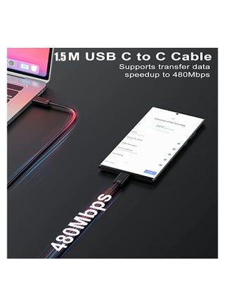 " 45W شاحن فائق السرعة USB - C محول الطاقة ، مع كابل الناقل التسلسلي العام ، سامسونج غالاكسي S25 ULTRA ، S24 ULTRA ، S23 ULTRA ، S22 ULTRA ، A16 ، A55 أسود - view 4