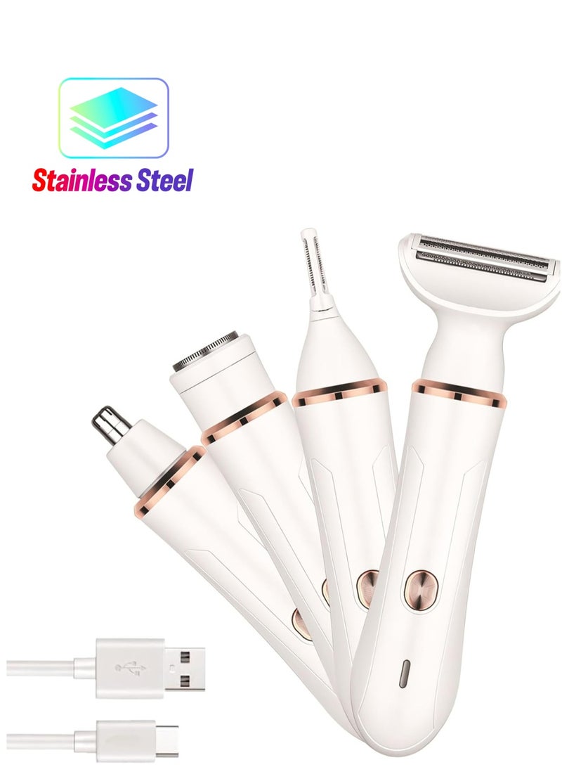 SYOSI Bikini Trimmer for Women, Electric Razor for Women, 4 in 1 Kit for Bikini Legs Womens Shaving Eyebrow Lips Body Face Beard, USB Multifunction Razor for Women, Ideal for Legs Facial Hair Removal - Image 1