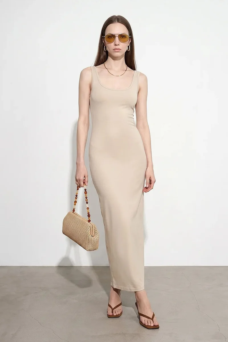 ديلفين DILVIN Sleeveless Bodycon Midi Dress