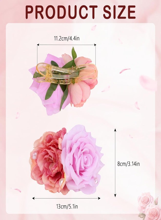 CURASA Hawaiian Flower Hair Clips 3PCS Artificial Peony Pearl Alligator Clips Flat Tropical Boho Headpiece Non slip Decorative Floral Hair Accessories For Styling Beach Party Outfits For Women Girls - Image 2