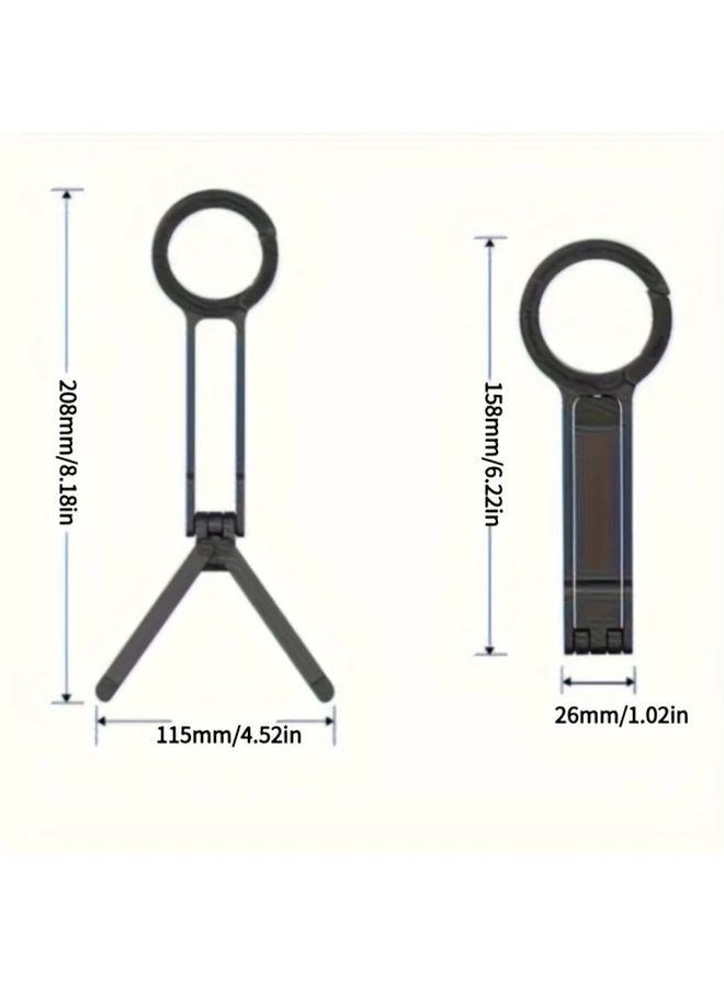 Black Magnetic Phone Holder With Spring Buckle 360 Rotatable Desktop Stand Lightweight Portable - Image 3