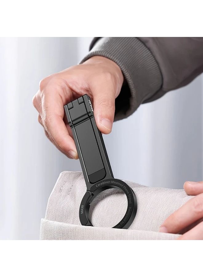Black Magnetic Phone Holder With Spring Buckle 360 Rotatable Desktop Stand Lightweight Portable - Image 5