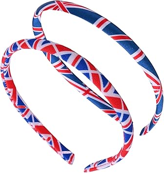 Basic Sense Basic Sense Union Jack Skinny Headbands UK Flag Hair bands Pack of 2 - Image 1