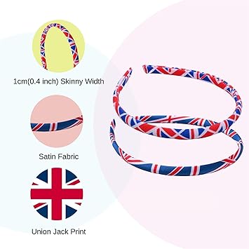 Basic Sense Basic Sense Union Jack Skinny Headbands UK Flag Hair bands Pack of 2 - Image 3