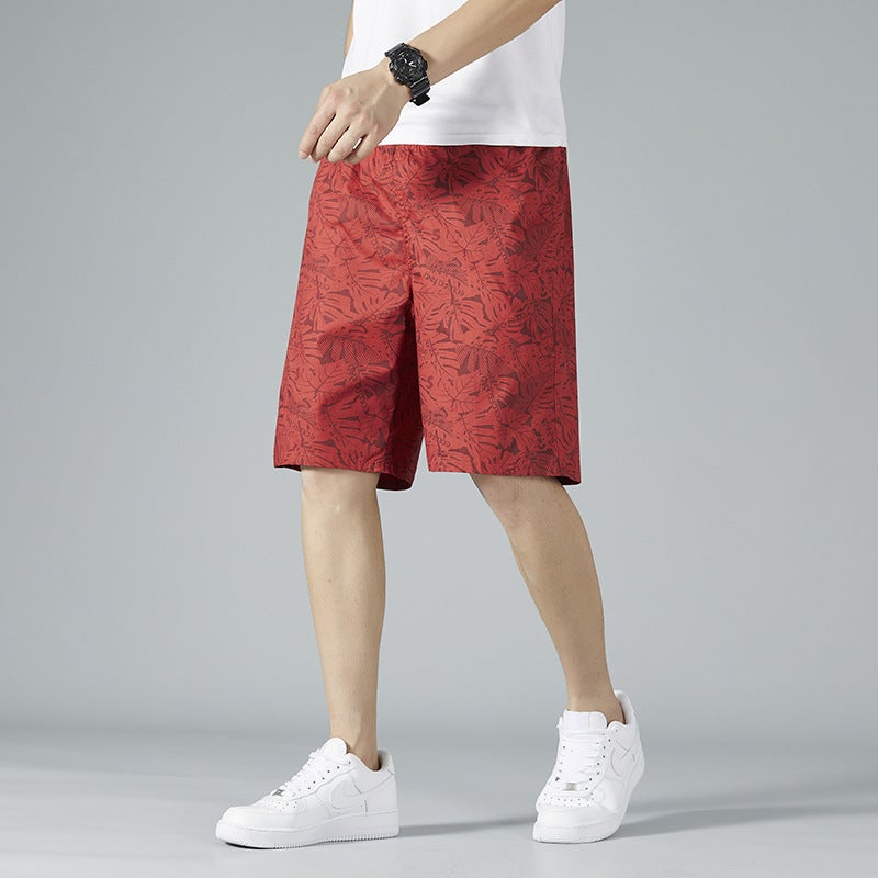 Men'S Cargo Pants Sports Casual Beach Shorts Maple Leaf Five-Point Pants New Loose Pants Youth - Image 1