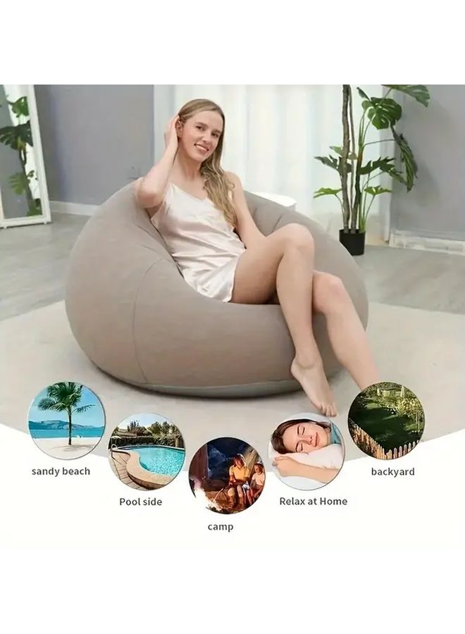 Deep Blue French Country Style PVC Inflatable Recliner Chair Easy Store Fast Inflation Soft Skin Friendly - Image 4