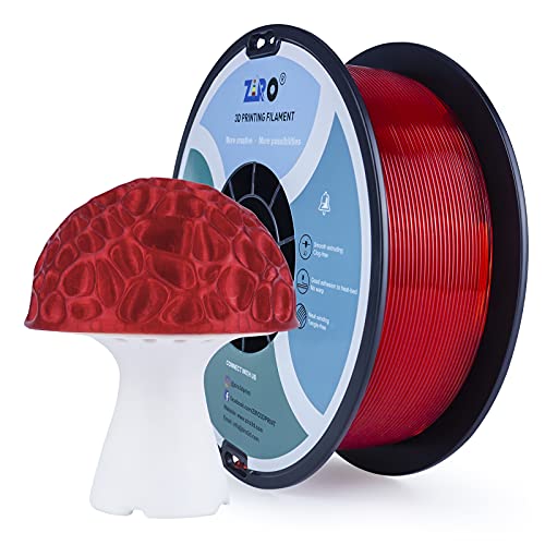 ZIRO PLA Filament 1.75mm, Transparent Red 3D Printer Filament, Bright Pure Color Semi-Transparent Spool, Dimensional Accuracy +/- 0.03mm, Clear PLA Fits for Most 3D Printing FDM Printers, Red - Image 1