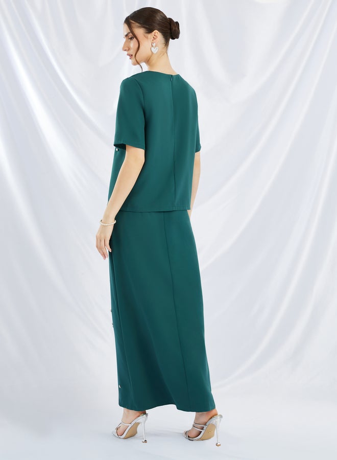 Styli Embellished Short Sleeve Top and Skirt Co-Ords  - Image 5