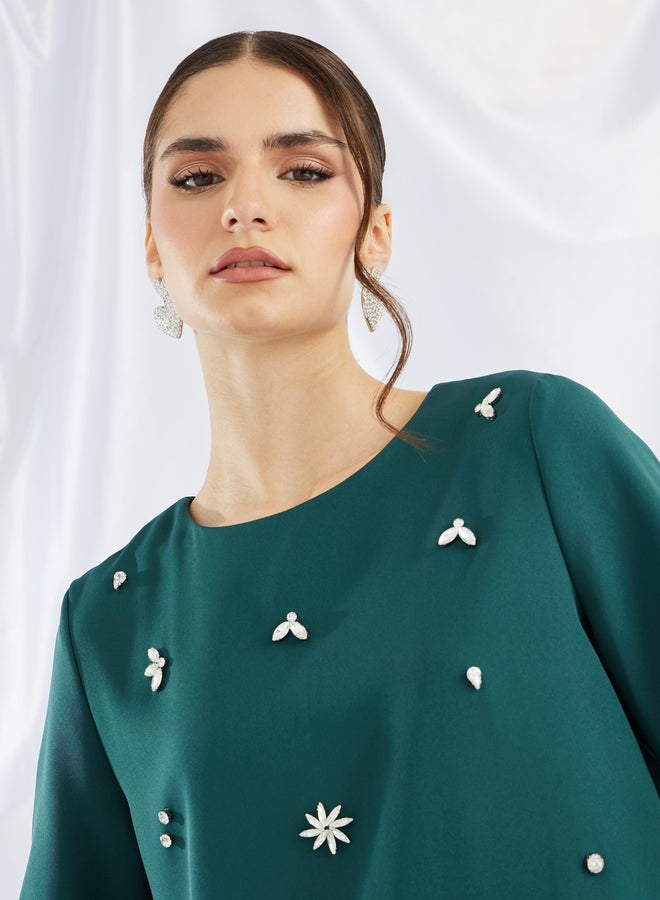 Styli Embellished Short Sleeve Top and Skirt Co-Ords  - Image 3
