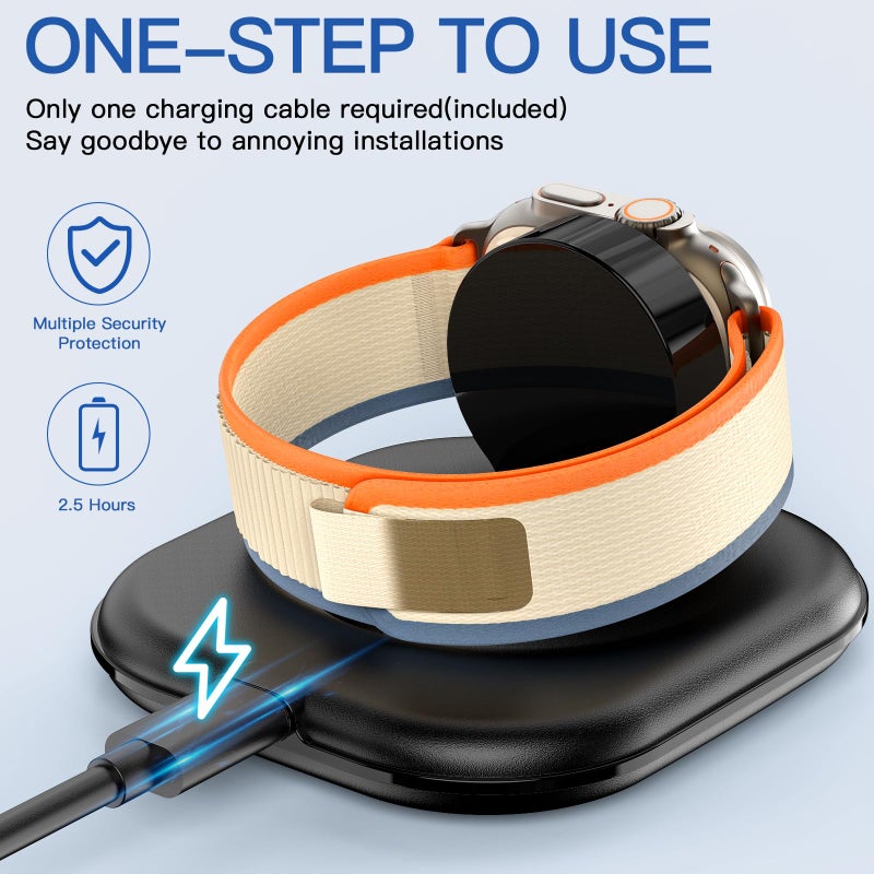 ZIKUREL for Apple Watch Magnetic Charging Dock - Fast Magnetic Charger Stand, Compatible with Apple Watch Series 2/3/4/5/6/7/8/9/10/Ultra 1 2, Supports Nightstand Mode, Portable Design for Travel - Image 2