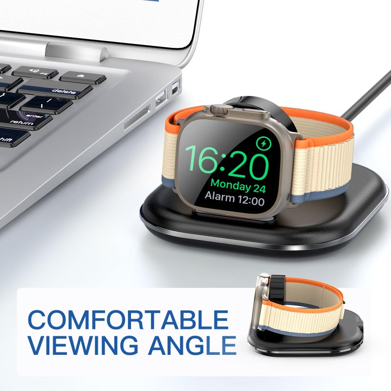 ZIKUREL for Apple Watch Magnetic Charging Dock - Fast Magnetic Charger Stand, Compatible with Apple Watch Series 2/3/4/5/6/7/8/9/10/Ultra 1 2, Supports Nightstand Mode, Portable Design for Travel - Image 5