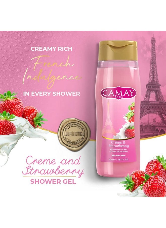 Camay - Paris Crème &Strawberry Shower Gel, Pink, 500 Ml - Image 1