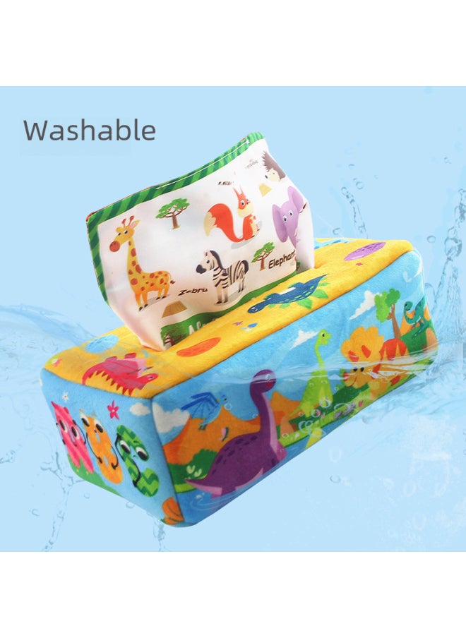 Generic - Baby Plush Tissue Box Comfort Toys Baby Simulation Learning Exercise Tissue Puzzle Early Education Toys-Color:CP5974 Dinosaur Tissue Box (8 Gauze +3 Large Square Towel +10 Small Square Towel) Color Box - Image 1