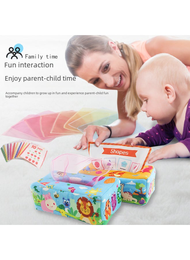 Generic - Baby Plush Tissue Box Comfort Toys Baby Simulation Learning Exercise Tissue Puzzle Early Education Toys-Color:CP5974 Dinosaur Tissue Box (8 Gauze +3 Large Square Towel +10 Small Square Towel) Color Box - Image 1