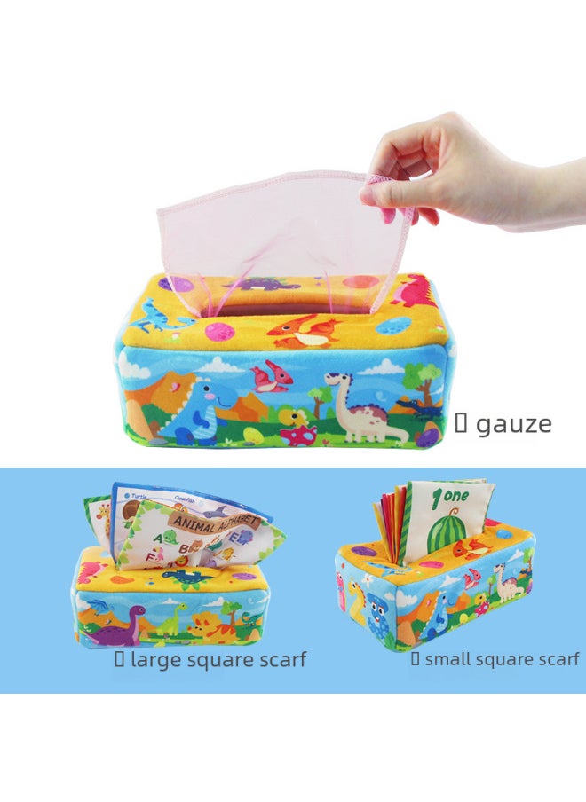 Generic - Baby Plush Tissue Box Comfort Toys Baby Simulation Learning Exercise Tissue Puzzle Early Education Toys-Color:CP5974 Dinosaur Tissue Box (8 Gauze +3 Large Square Towel +10 Small Square Towel) Color Box - Image 1