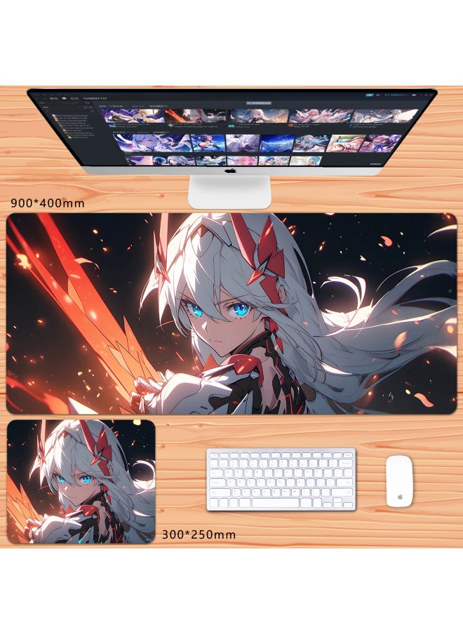 Generic - No Overlock Honkai Impact 3 Mouse Pad Extra Large Animation Kiana Dem Lisa Alicia Two-Dimensional Notebook-Color:90x40cm Thickness 3mm-Pattern:The Law Of Salary Inflammation - Image 1