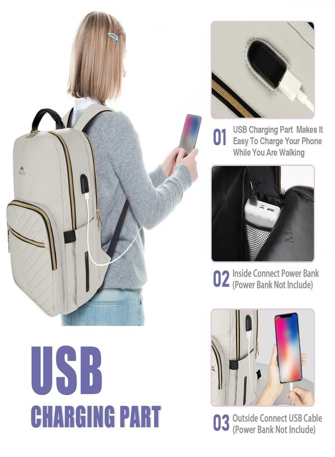 MATEIN Laptop Backpack for Women White, White, 15.6 inch, Laptop Bag, Travel Backpacks, School Backpack - Image 3
