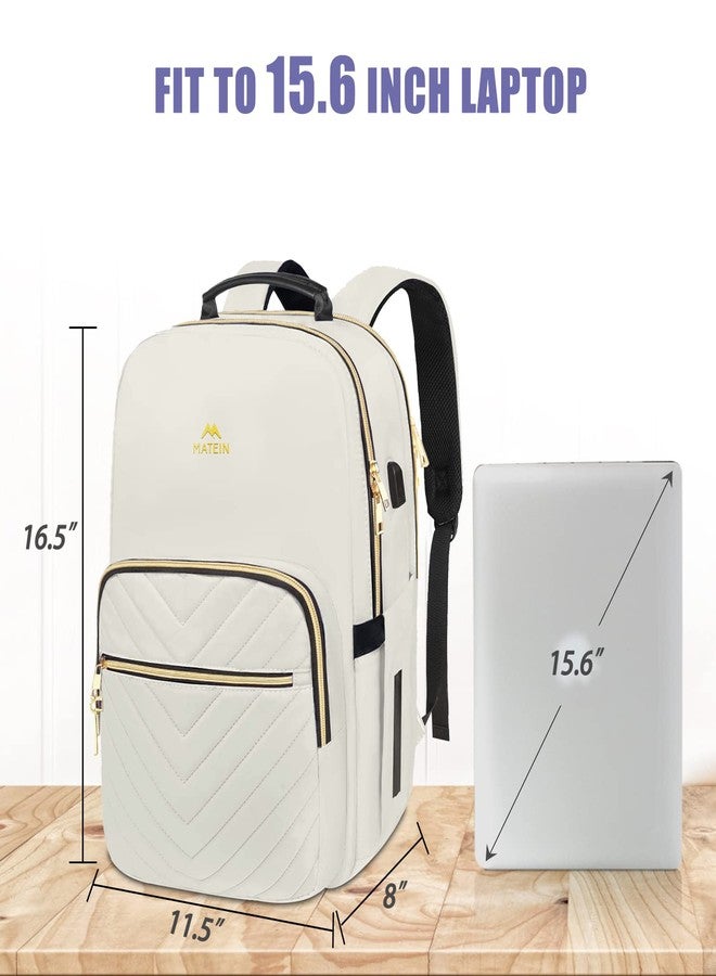 MATEIN Laptop Backpack for Women White, White, 15.6 inch, Laptop Bag, Travel Backpacks, School Backpack - Image 5