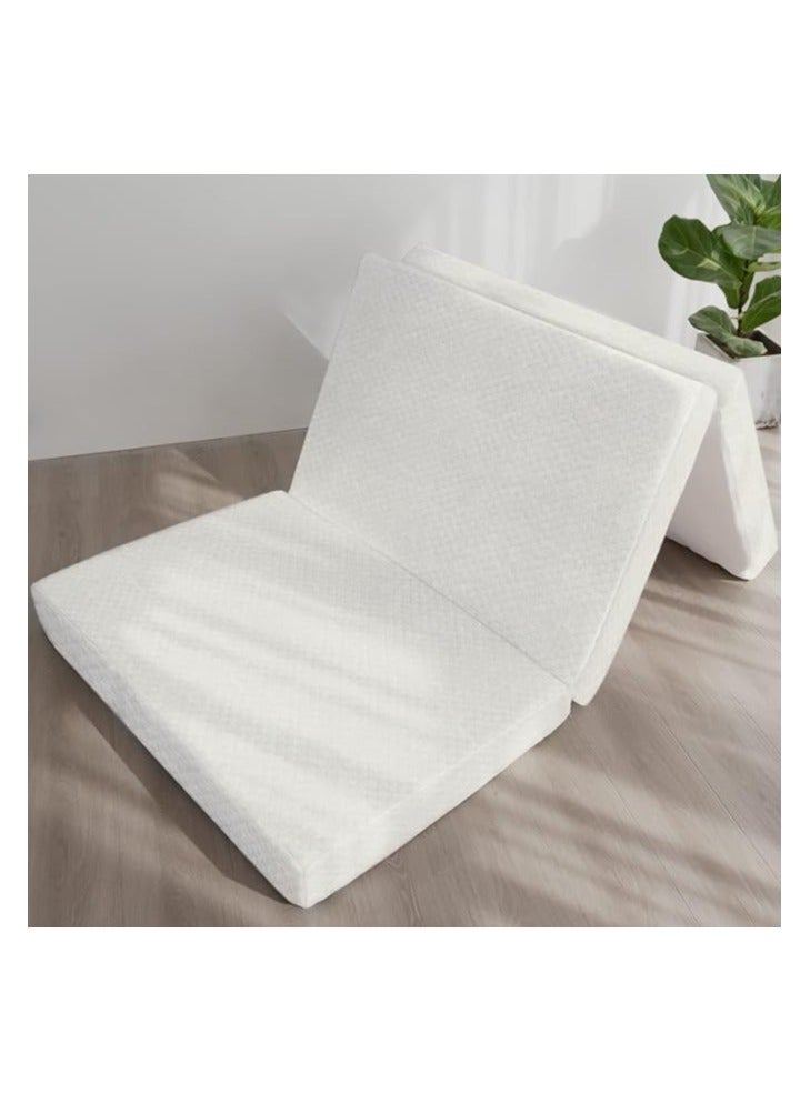 Comfy مرتبة ضيوف قابلة للطي كلاسيكية من الساتان الأبيض المريح مزينة بالزهور 180 × 90 × 7 سم - Image 2