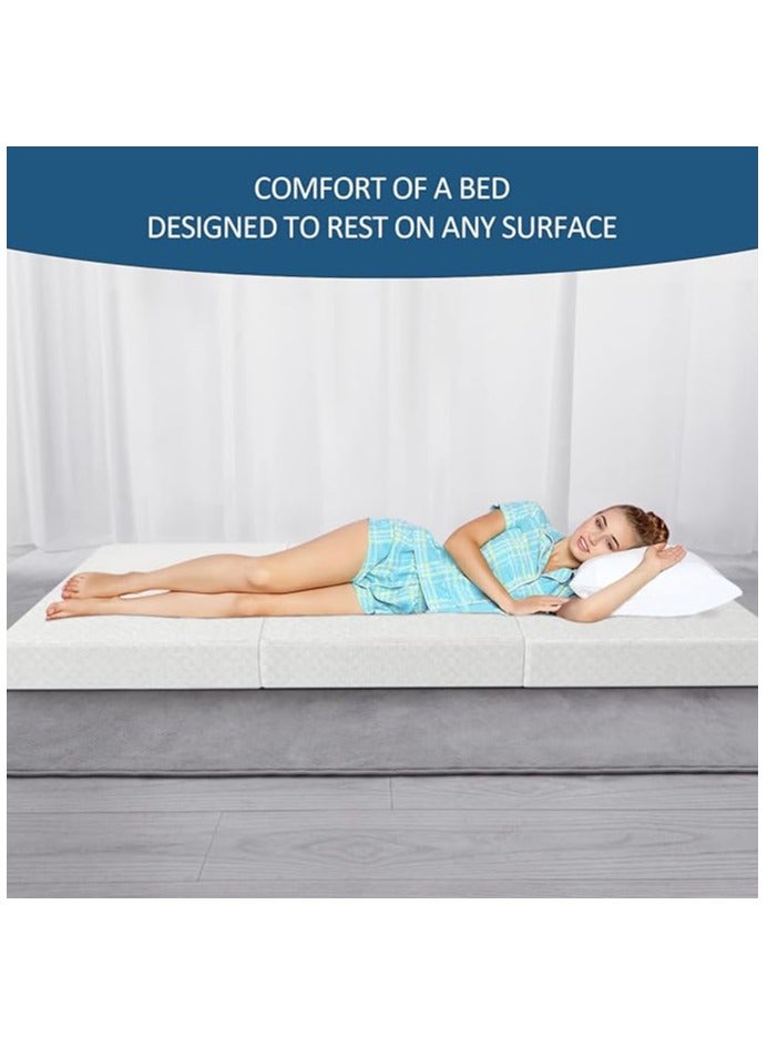 Comfy مرتبة ضيوف قابلة للطي كلاسيكية من الساتان الأبيض المريح مزينة بالزهور 180 × 90 × 7 سم - Image 4