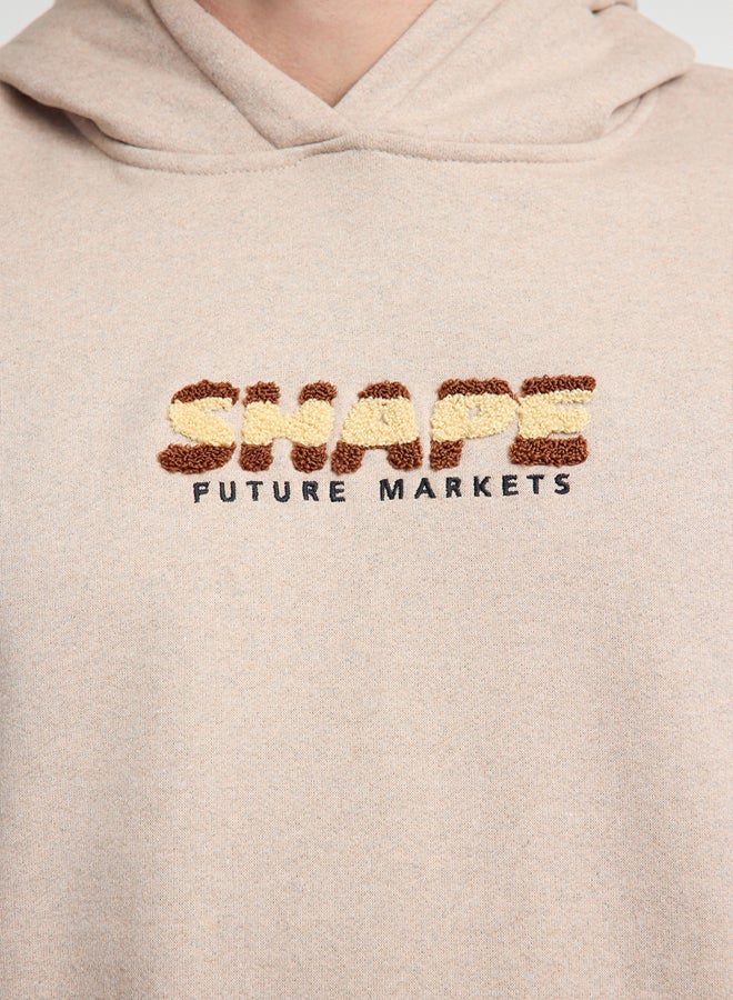 trendyol Mink Oversize/Wide Cut Text Printed Hooded Fleece Sweatshirt - Image 4