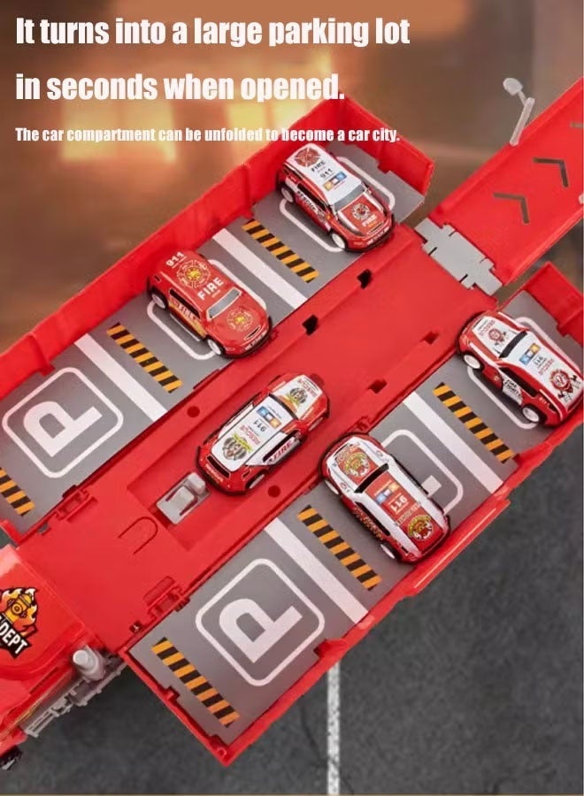 Quivlox Race Car Track Toy Truck Toy with Slots,Carrier Truck Race Track Toddlers Toys,Foldable Race Tracks Transport Car Carrier Toy for Toddlers Cars Toy Set Container Truck Toy with 9 Alloy Cars Vehicles Toy Set for 3+ Kids Boys Girls - Image 5