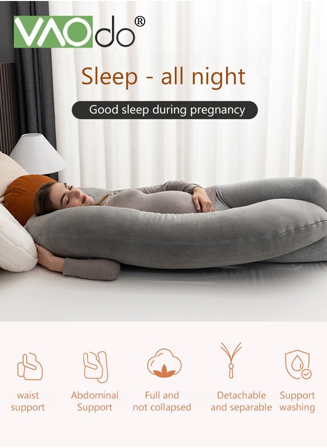 VAOdo Pregnancy Pillows C-Shape Full Body Pillow Jersey Cover Pregnancy Pillows for Sleeping with Removable Cover Body Pillows for Adults Maternity Pillow and Pregnancy Must Haves 145CM  - Image 2