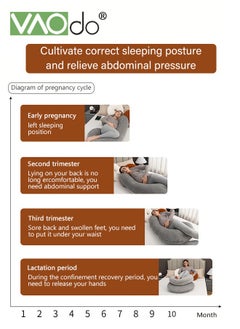 VAOdo Pregnancy Pillows C-Shape Full Body Pillow Jersey Cover Pregnancy Pillows for Sleeping with Removable Cover Body Pillows for Adults Maternity Pillow and Pregnancy Must Haves 145CM  - Image 3