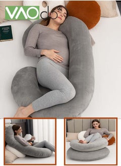 VAOdo Pregnancy Pillows C-Shape Full Body Pillow Jersey Cover Pregnancy Pillows for Sleeping with Removable Cover Body Pillows for Adults Maternity Pillow and Pregnancy Must Haves 145CM  - Image 1