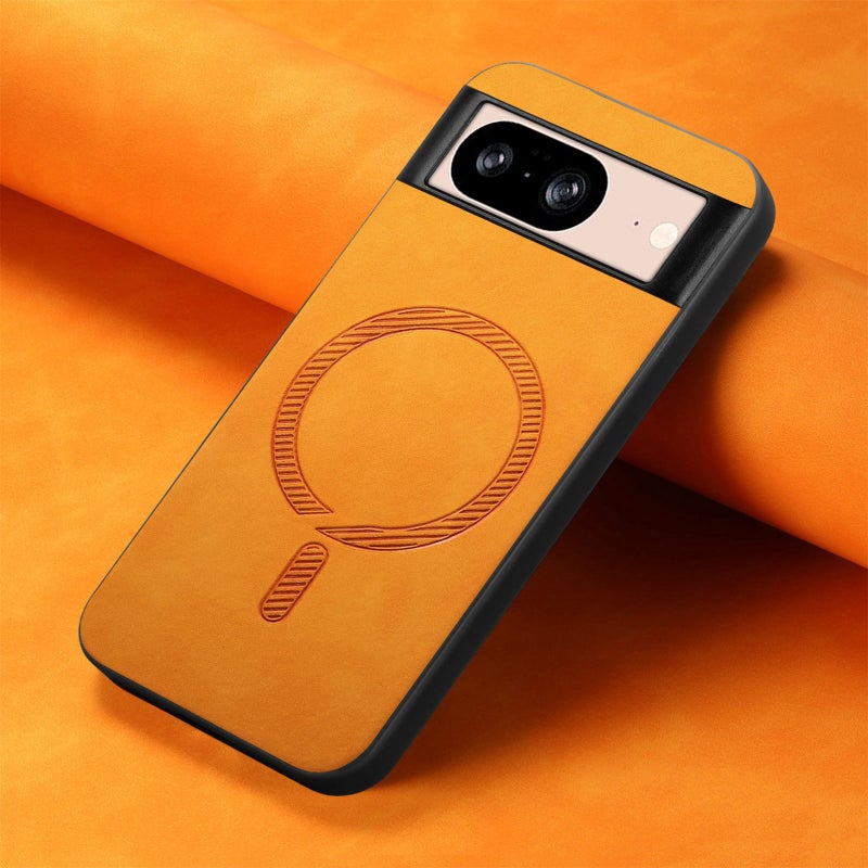 HuHa Case Cover For Google Pixel 9 / 9 Pro Retro Magsafe Magnetic PU Back Cover Phone Case(Yellow) - Image 2