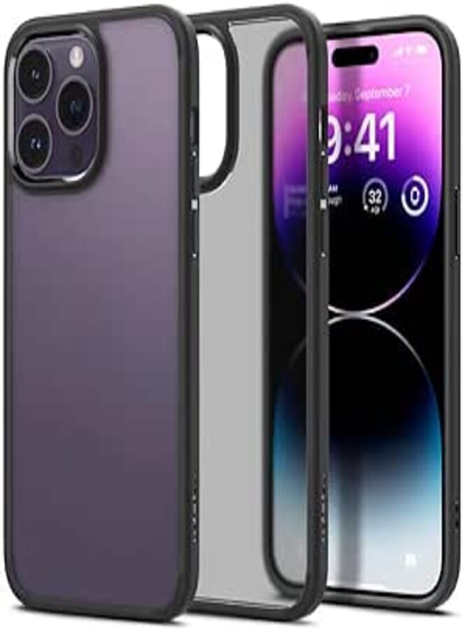 Next جراب خلفي بلاستيكي شفاف مع إطار غير مصفر لهاتف iPhone 13 Pro Max (أسود) من Next store